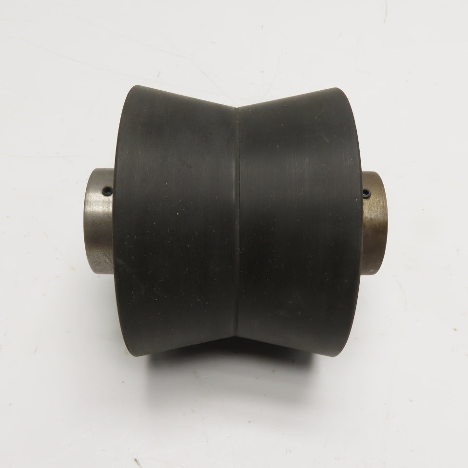 5" OD Concave Rubber Guide V Roller 1" Keyed Bore