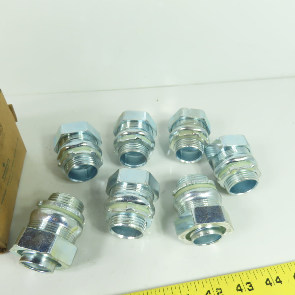 Emerson 4QS100 Liquidtight Straight Connector 1" Zinc Plated Steel Lot Of 7