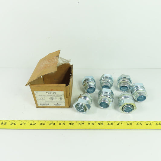Emerson 4QS100 Liquidtight Straight Connector 1" Zinc Plated Steel Lot Of 7