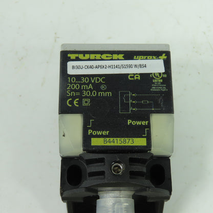 Turck BI30U-CK40-AP6X2-H1141/S1590 W/BS4 Uprox Inductive Proximity Sensor 10-30V