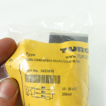 Turck BI30U-CK40-AP6X2-H1141/S1590 W/BS4 Uprox Inductive Proximity Sensor 10-30V