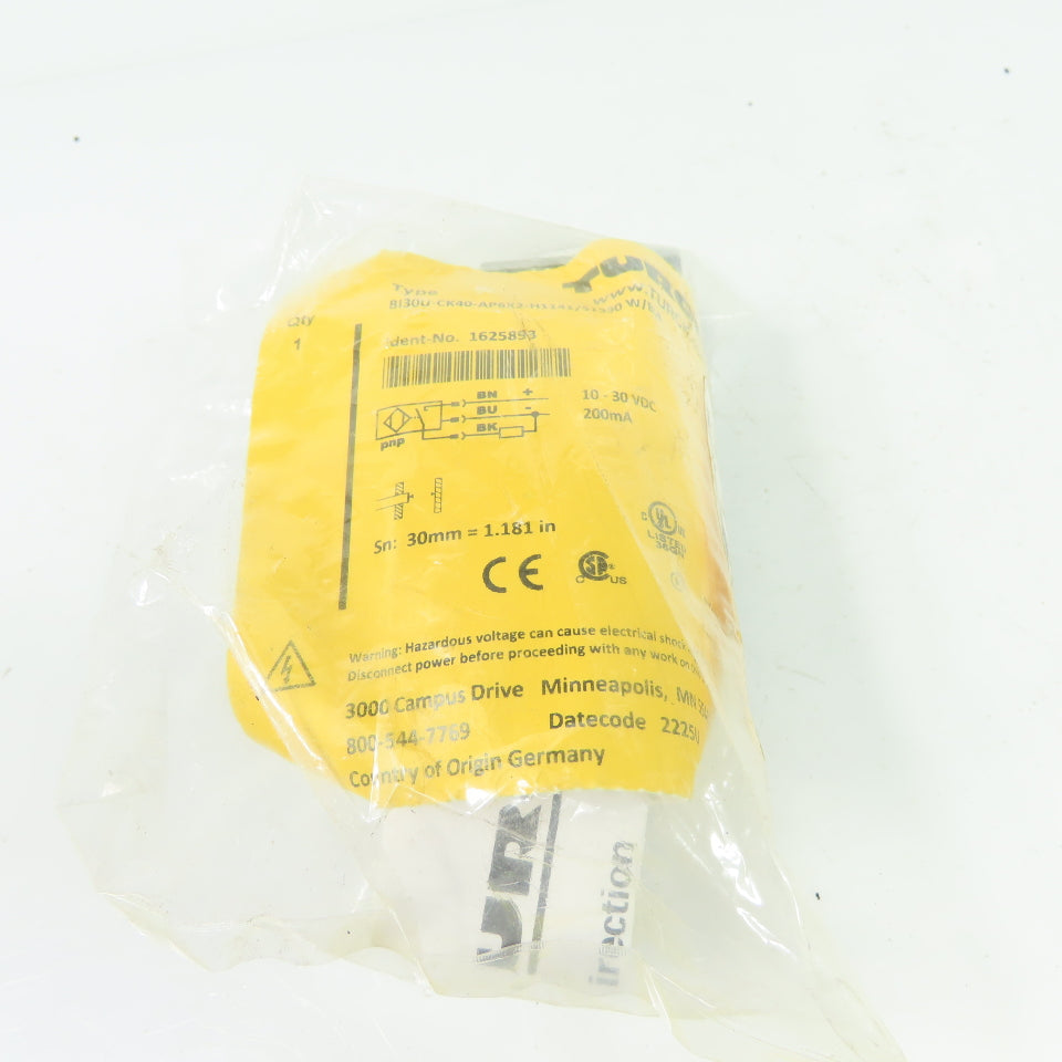 Turck BI30U-CK40-AP6X2-H1141/S1590 W/BS4 Uprox Inductive Proximity Sensor 10-30V