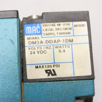 MAC 92B-BAB-000-DM-DDAP-1DM Solenoid Valve 24VDC 20 to 120 PSI