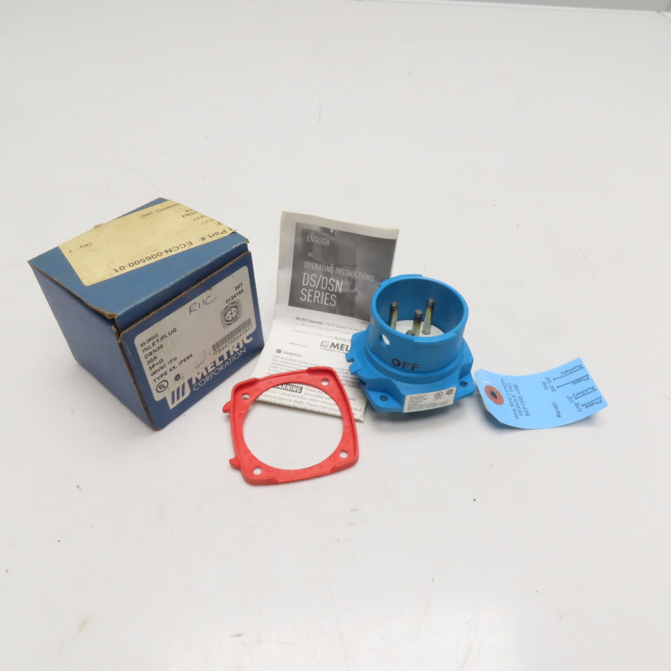 Meltric 63-38043 30A 3Ph Switch Rated Inlet/Plug 480VAC