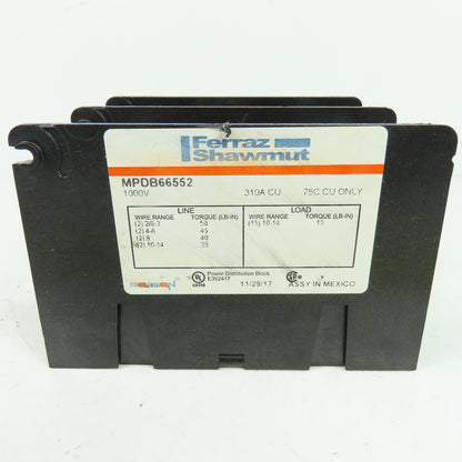 Ferraz Shawmut MPDB66552 Power Distribution Block 310A 1000V 2-Pole