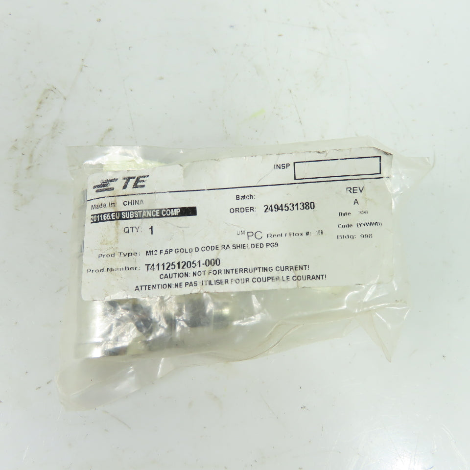 TE Connectivity T4112512051-000 M12 5-Pin Gold Right Angle PG9 Sensor Connector