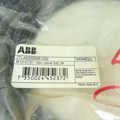 ABB M12-C101 2TLA020056R1000 10m M12 5x0.34 Sensor Cordset Cable NEW