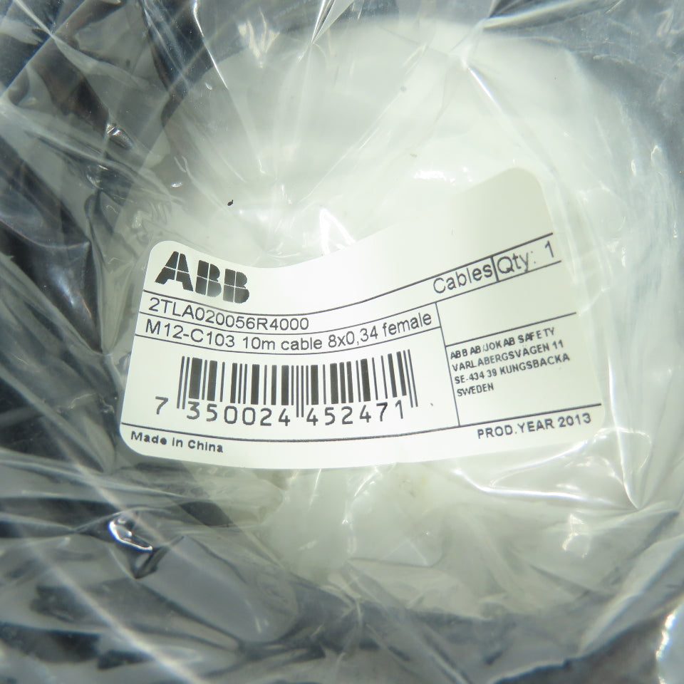 ABB M12-C103 2TLA020056R4000 10m 8x0.34 Female M12 Jokab Safety Cordset Cable