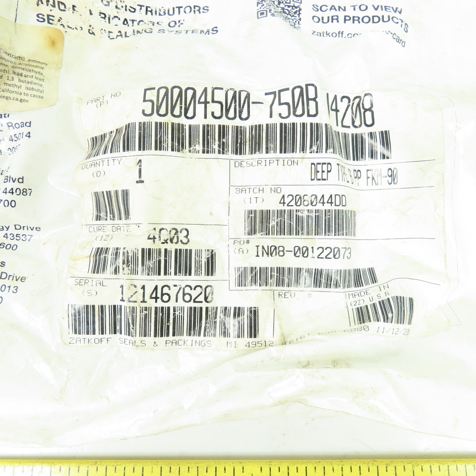 Zatkoff 4208 50004500-750B Deep Type B PP FKM-90 Rod Piston Seal