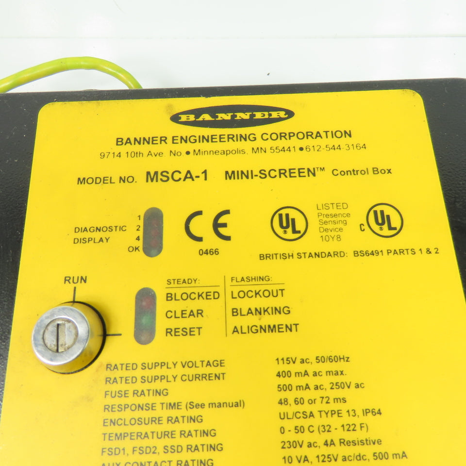 Banner MSCA-1 MINI-SCREEN Controller Control Box 115VAC