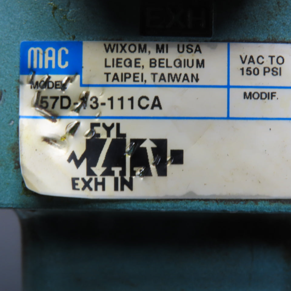 MAC 57D-13-111CA 3 Way Pneumatic Solenoid Valve 110/120V Coil 1" NPT