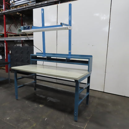 72" x 36" Wood Top Steel Work Bench Desk W/ Storage & Light