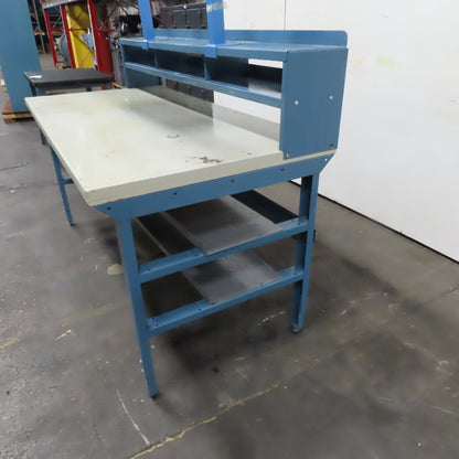 72" x 36" Wood Top Steel Work Bench Desk W/ Storage & Light