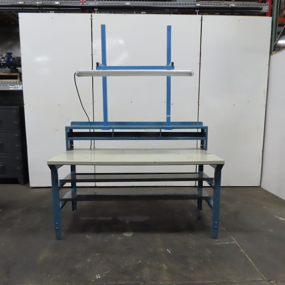 72" x 36" Wood Top Steel Work Bench Desk W/ Storage & Light