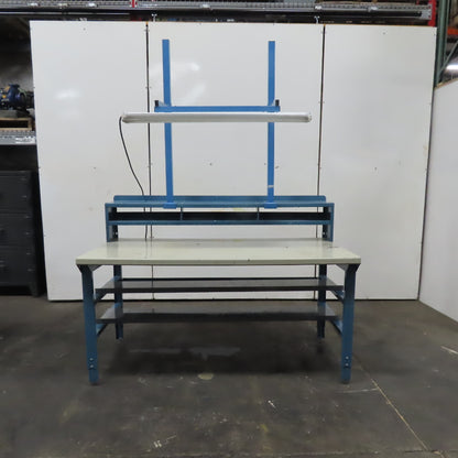 72" x 36" Wood Top Steel Work Bench Desk W/ Storage & Light