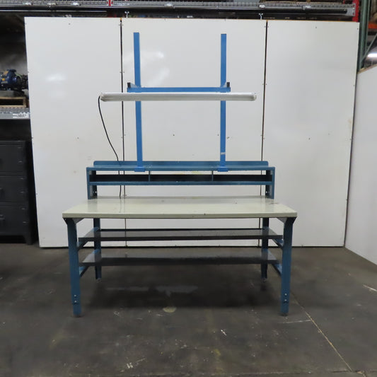 72" x 36" Wood Top Steel Work Bench Desk W/ Storage & Light