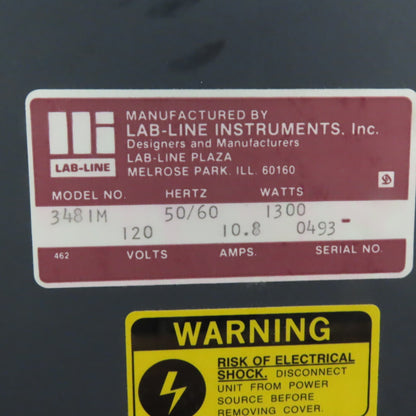 Lab-Line 3481M 2.5 Cu/Ft 2 Shelf Laboratory Oven 110V 1Ph 1300W