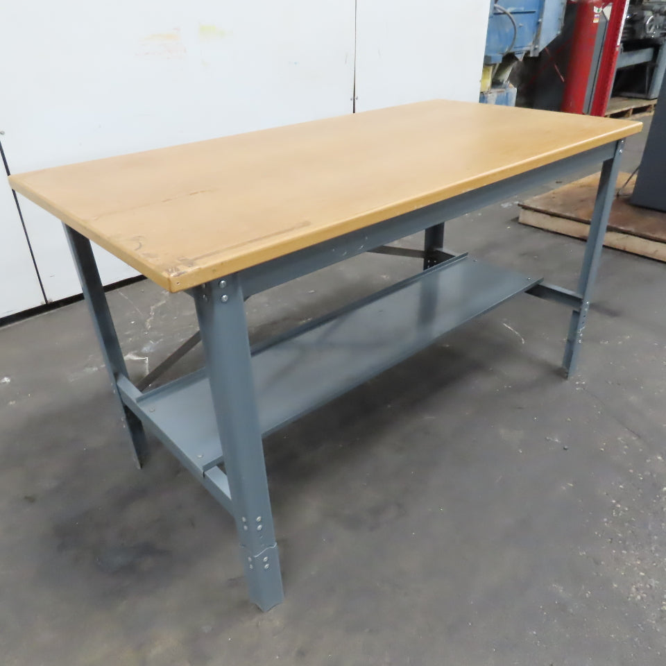 30" x 60" Wood Top Steel Work Station Table Desk W/ Shelf 34" Tall