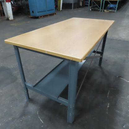 30" x 60" Wood Top Steel Work Station Table Desk W/ Shelf 34" Tall