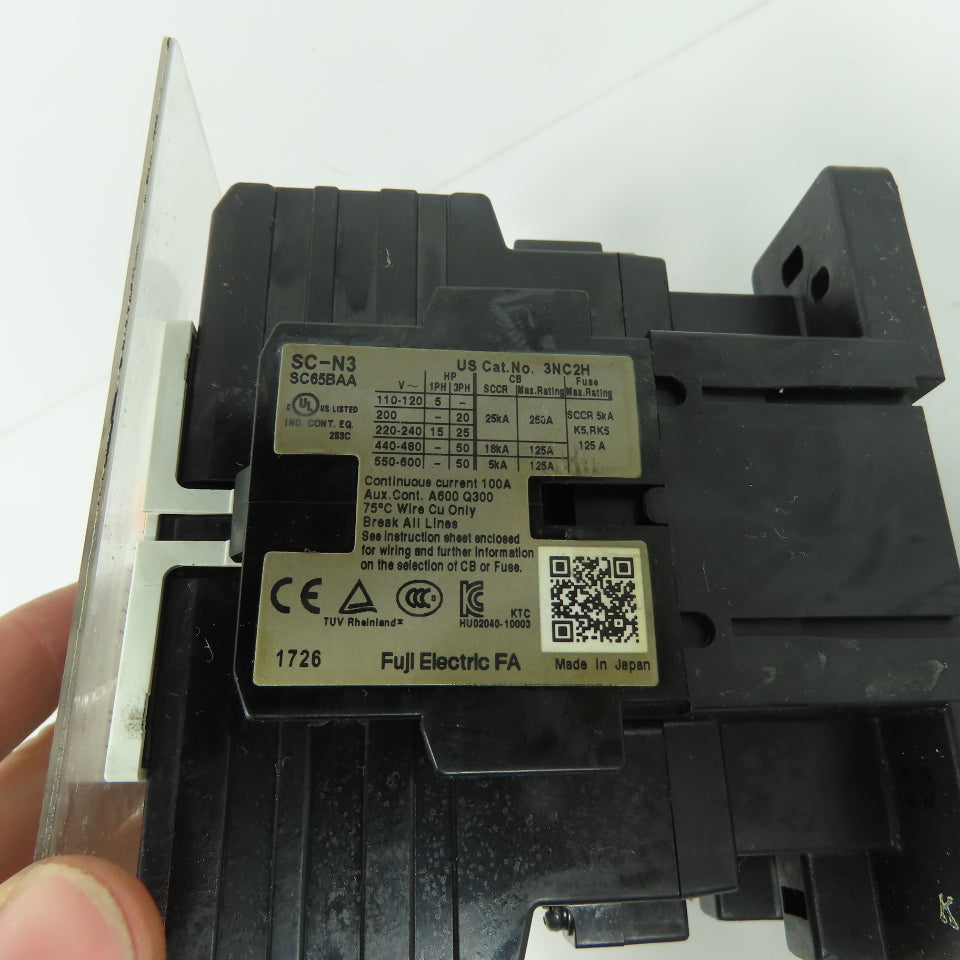 Fuji SC65BAA SC-N3 Magnetic Contactor 100A 3-Pole 3-Phase 600V