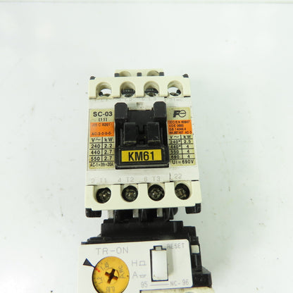 Fuji SC-03 3-Pole Magnetic Contactor W/ TR-0N 0.95-1.45A Overload Relay