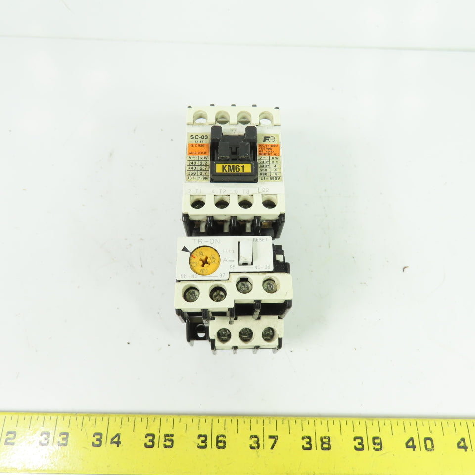 Fuji SC-03 3-Pole Magnetic Contactor W/ TR-0N 0.95-1.45A Overload Relay