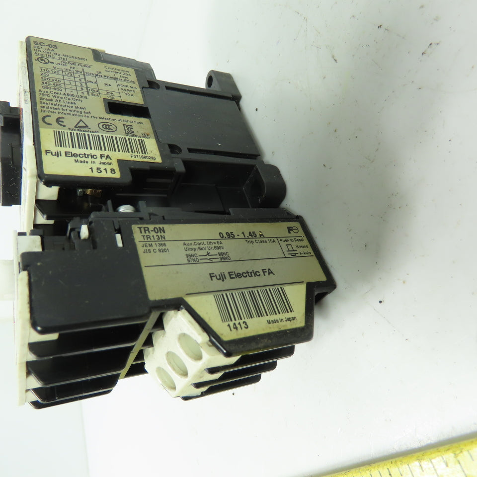 Fuji SC-03 3-Pole Magnetic Contactor W/ TR-0N 0.95-1.45A Overload Relay