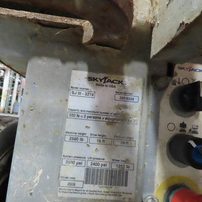 Skyjack SJIII 3219 550Lbs 19' Compact Scissor Arial Man Lift 24VDC 368Hrs.