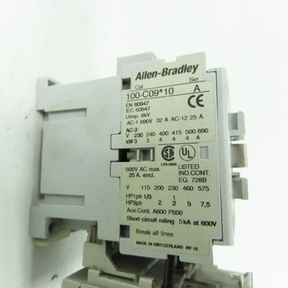 Allen-Bradley 100-C09*10 Ser A 3-Pole Contactor W/1.0-2.9A Overload Relay 120VAC