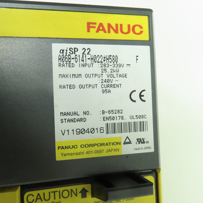 Fanuc A06B-6141-H022#H580 alpha iSP 22 Servo Amplifier Module 95A 240V
