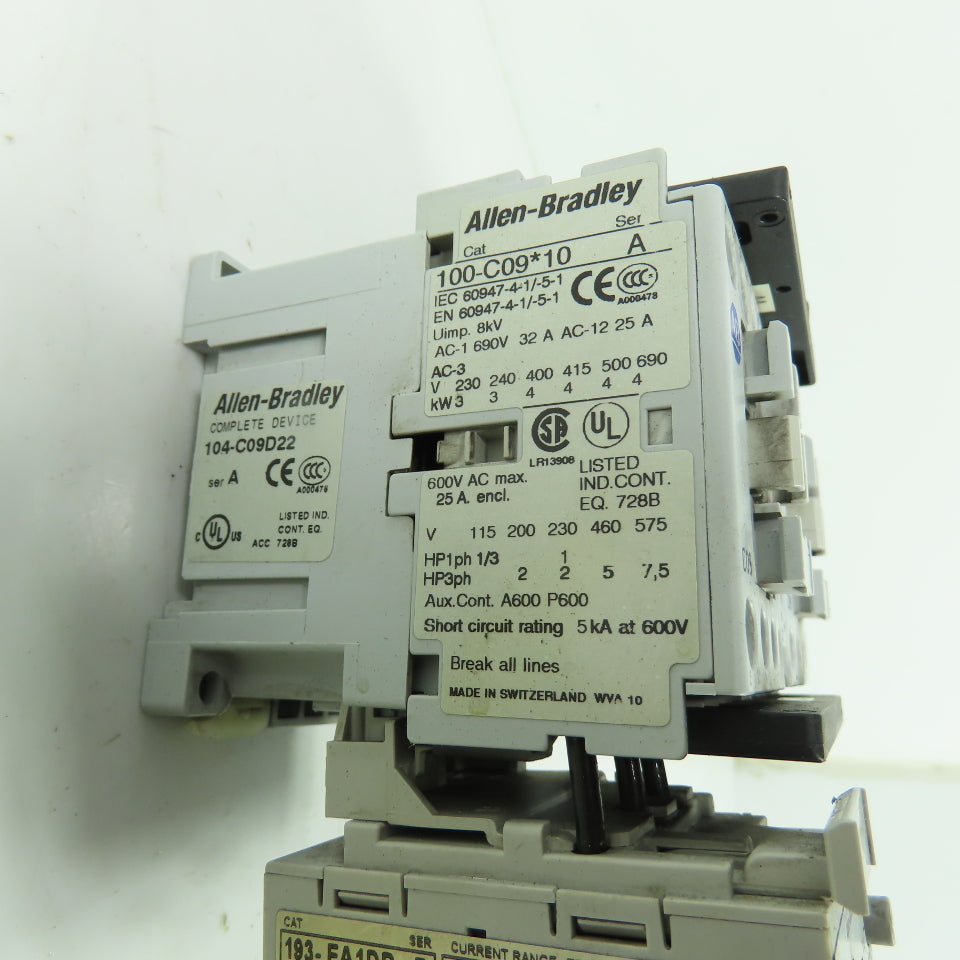 Allen-Bradley 104-C09D22 Reversing Contactor W/ 1.0-2.9A Overload Relay 120VAC