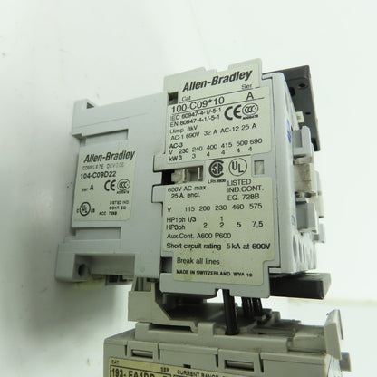 Allen-Bradley 104-C09D22 Reversing Contactor W/ 1.0-2.9A Overload Relay 120VAC