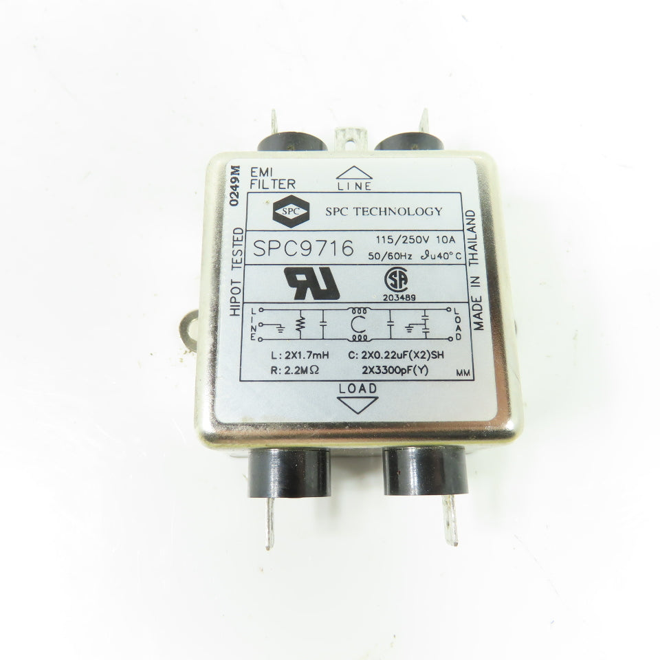 SPC Technology SPC9716 EMI Line Filter 115/250V 10A 50/60Hz