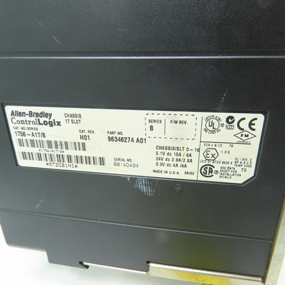 Allen-Bradley 1756-A17 /B Ser B ControlLogix 17 Slot Chassis Rack Cat Rev H01