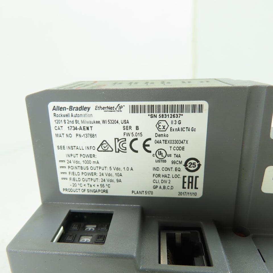 Allen-Bradley 1734-AENT POINT I/O EtherNet/IP Adapter Series B 24VDC Ser B