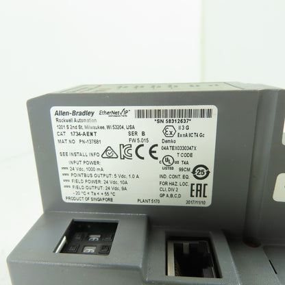 Allen-Bradley 1734-AENT POINT I/O EtherNet/IP Adapter Series B 24VDC Ser B