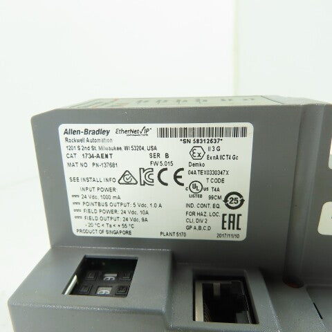 Allen-Bradley 1734-AENT POINT I/O EtherNet/IP Adapter Series B 24VDC Ser B
