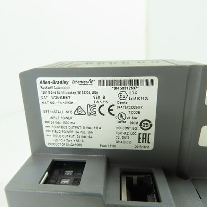 Allen-Bradley 1734-AENT POINT I/O EtherNet/IP Adapter Series B 24VDC Ser B
