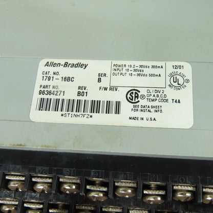 Allen-Bradley 1791-16BC I/O Block Module 24VDC IN/OUT Ser B Rev B01