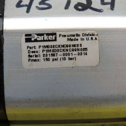 Parker P1M032CKNC99N025 32mm Bore 25mm Stroke Double Rod Air Cylinder