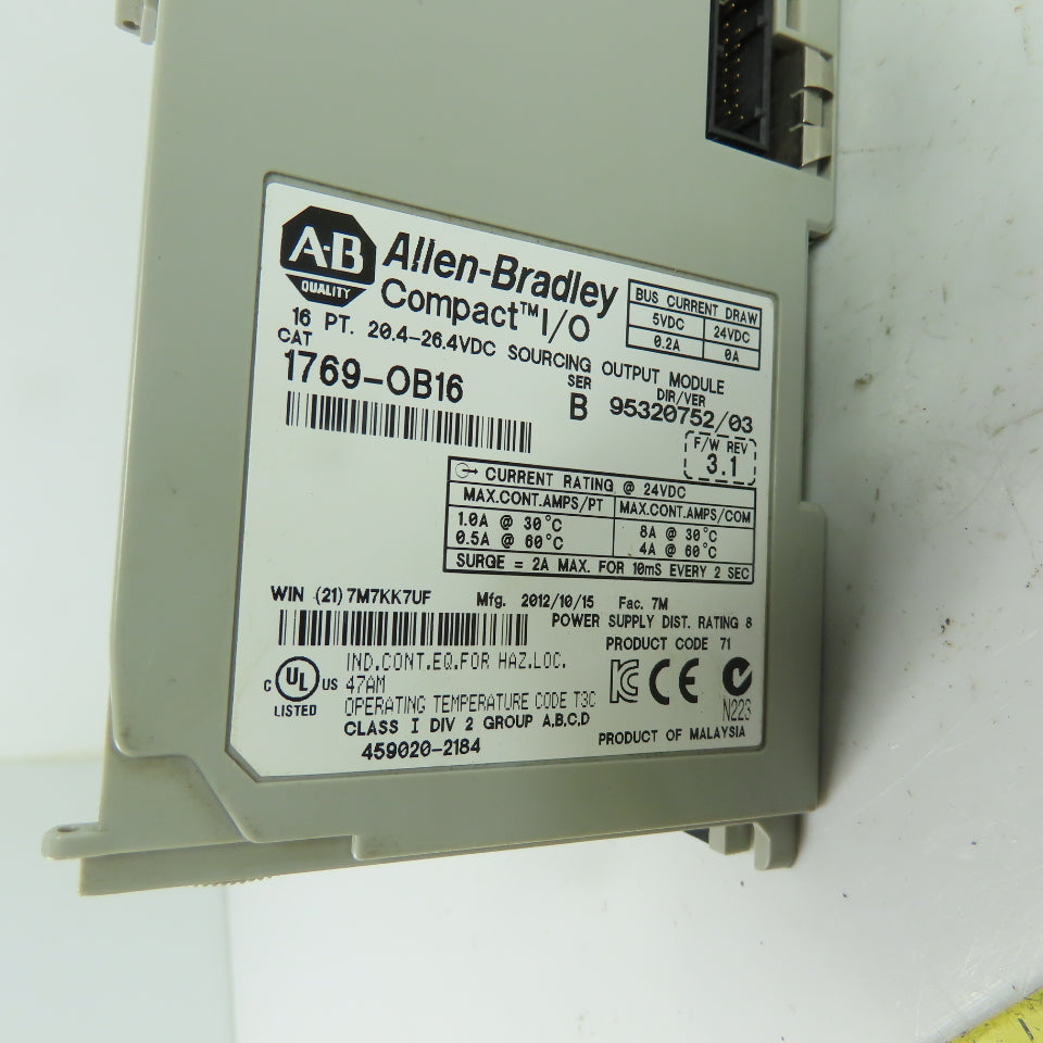 Allen-Bradley 1769-OB16 16 Pt 20.4-26.4V Sourcing Output Module Ser B FW Rev 3.1