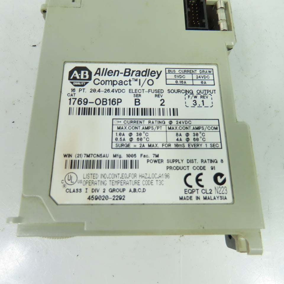 Allen-Bradley 1769-OB16P 16 PT 24VDC Elect-Fused Sourcing Output Module Ser B