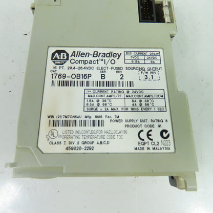 Allen-Bradley 1769-OB16P 16 PT 24VDC Elect-Fused Sourcing Output Module Ser B