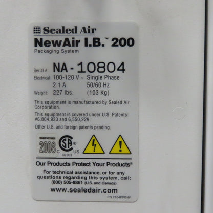 Sealed Air NewAir I.B. 200 110V 1Ph Bubble Wrap Maker W/ Roll Winder