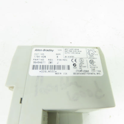 Allen-Bradley 1794-ADN Flex I/O DeviceNet Adapter 24VDC Ser B Rev D01 F/W J