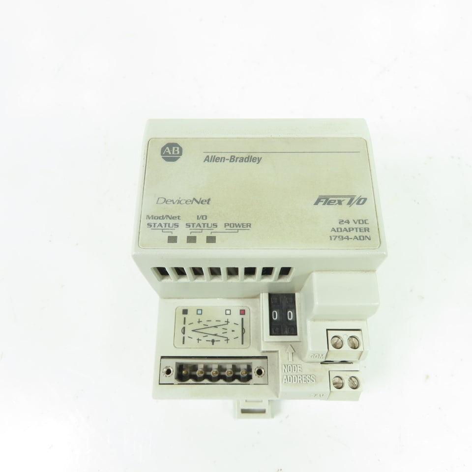 Allen-Bradley 1794-ADN Flex I/O DeviceNet Adapter 24VDC Ser B Rev D01 F/W J