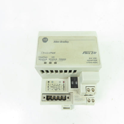 Allen-Bradley 1794-ADN Flex I/O DeviceNet Adapter 24VDC Ser B Rev D01 F/W J