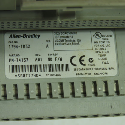 Allen-Bradley 1794-TB32 FLEX I/O Terminal Base 31.2V DC/AC Ser A Rev A01