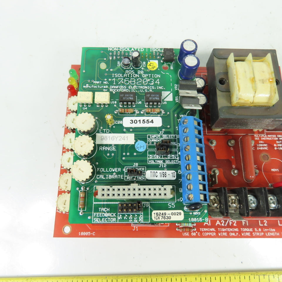 Danfoss RDS 20 Isolation Option Board 120/240VAC W/ 176B2034 Board