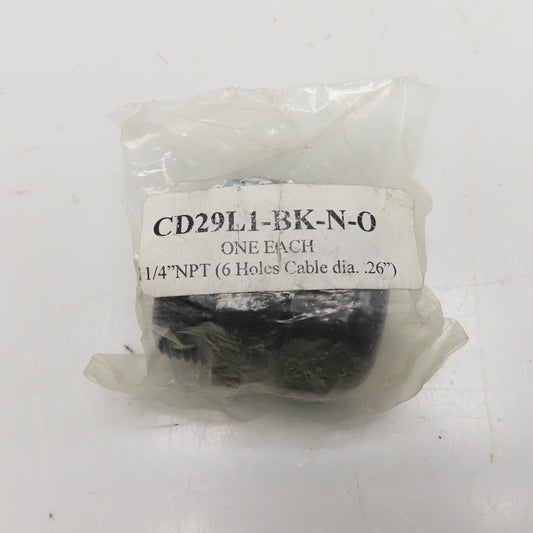 Sealcon CD29L1-BK-N-O 1-1/4" NPT 6-Hole Multi-Cable Cord Grip Strain Relief